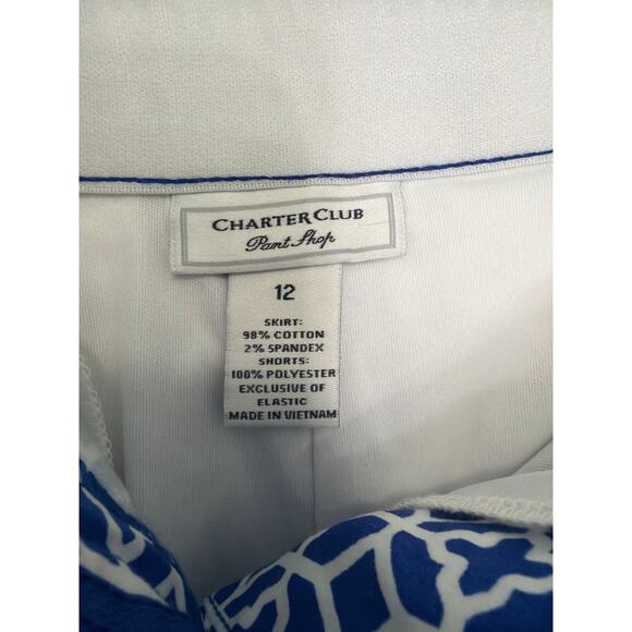 Charter Club Blue White Skort Women‎ Size 12 Geometric Knee Length - Picture 4 of 8